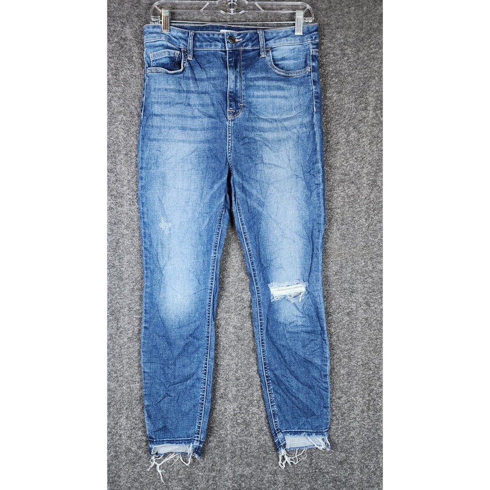 Cello Jeans Womens 13 Skinny Blue Distressed High Rise Frayed Hem EUC